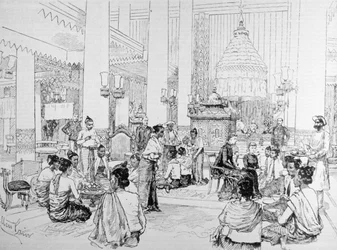 El virrey de la India en Birmania: damas birmanas tomando té con Lady Dufferin en el palacio de Mandalay, de 